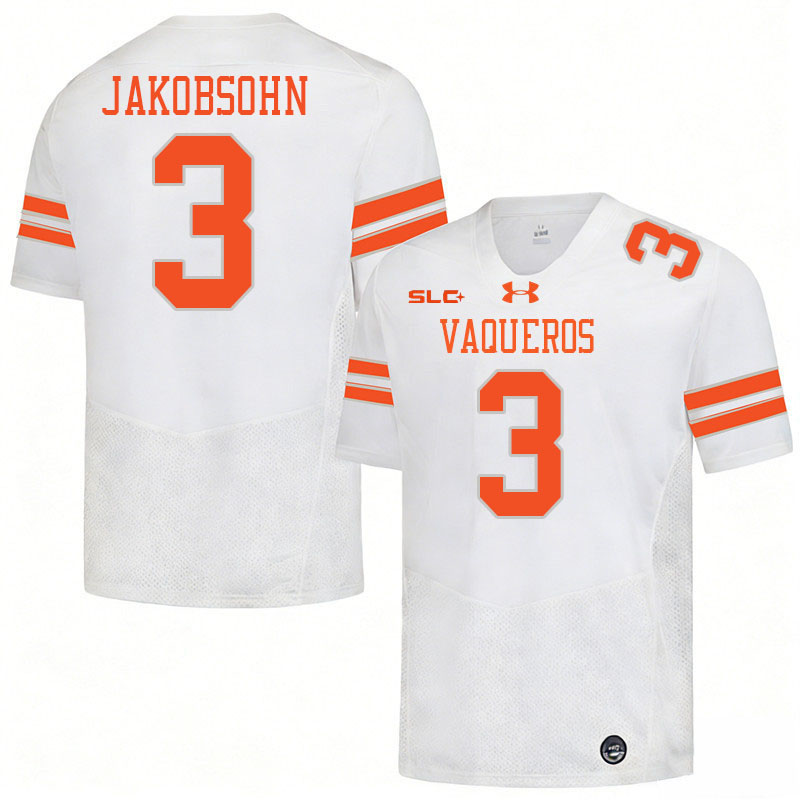 UT Rio Grande Valley Vaqueros #3 Aidan Jakobsohn College Football Jerseys,Uniforms-White